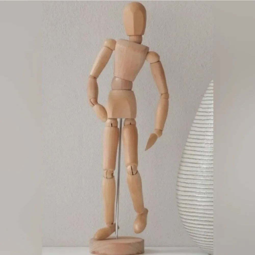 ☔️🩵NIB Natural Wood 13" Posable Figure